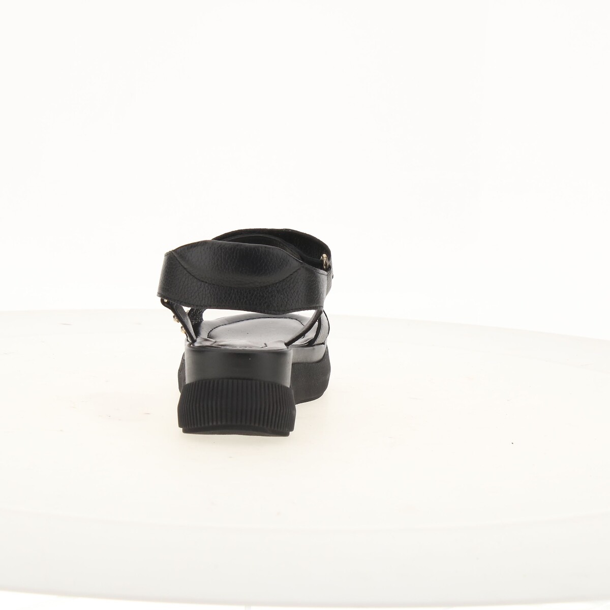 Sandales plateforme en cuir noir, MJUS