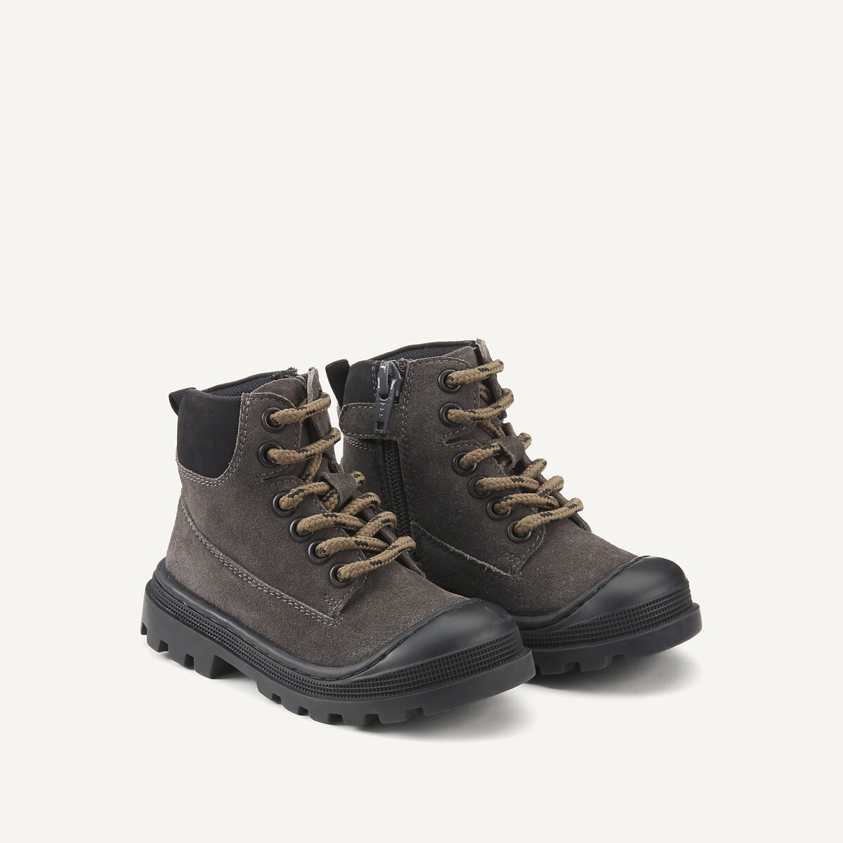 Stivaletti con lacci in pelle grigio, LA REDOUTE COLLECTIONS