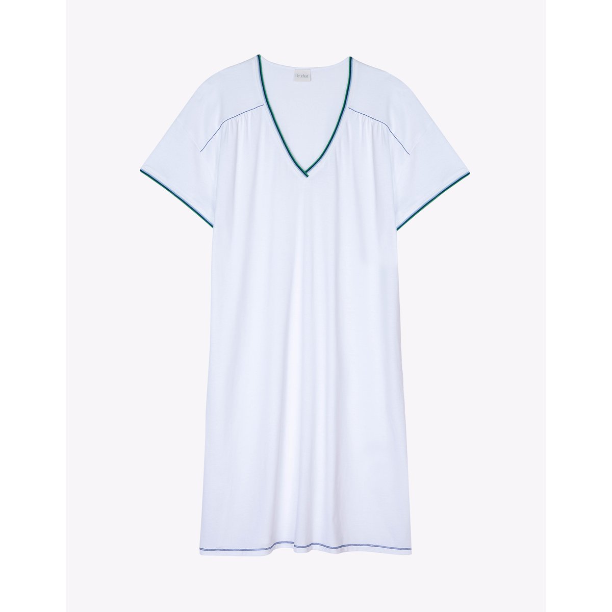 Chemise de nuit en coton VALENSOLE 901 blanc, LE CHAT