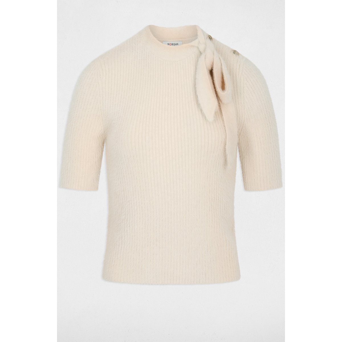 Pull col montant beige, MORGAN