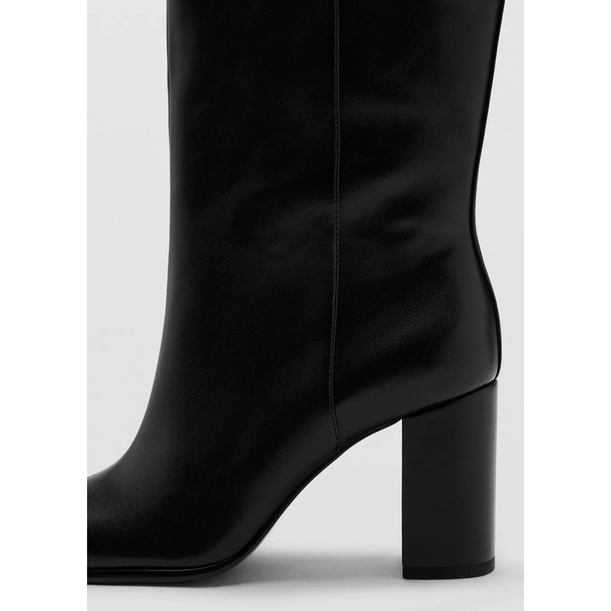Bottines hautes talon bloc noir, MANGO