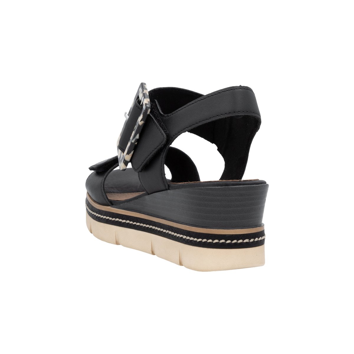 Sandales Compensées Cuir Artigo noir, REMONTE