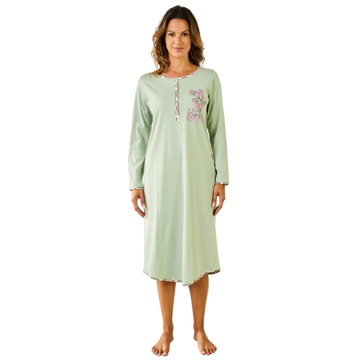Chemise de nuit liquette imprimé vert, DAXON