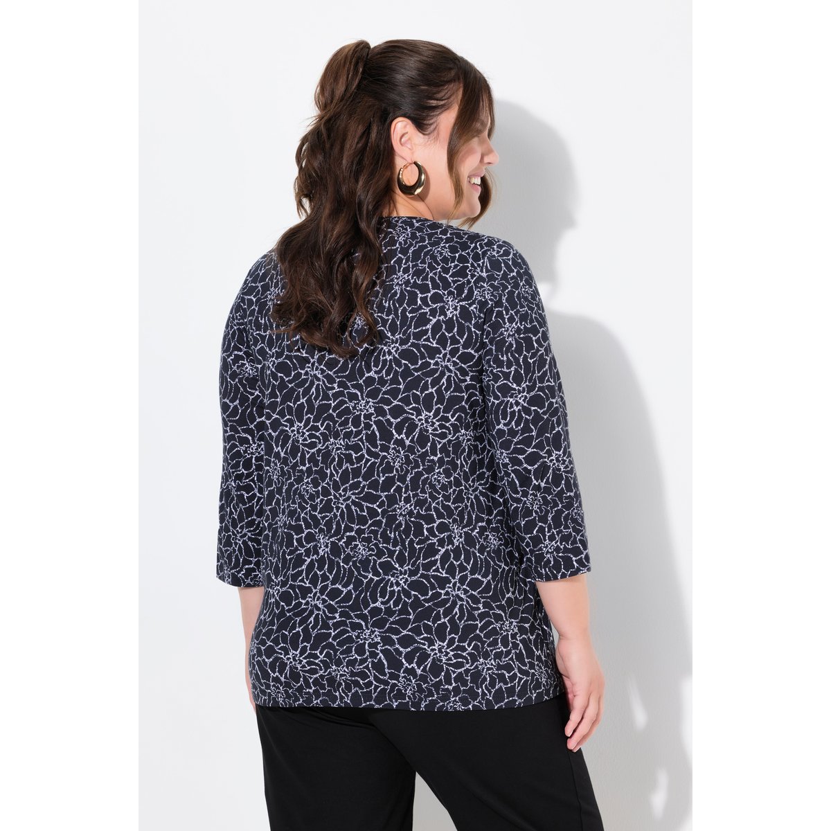 T-shirt long, coupe évasée noir, ULLA POPKEN