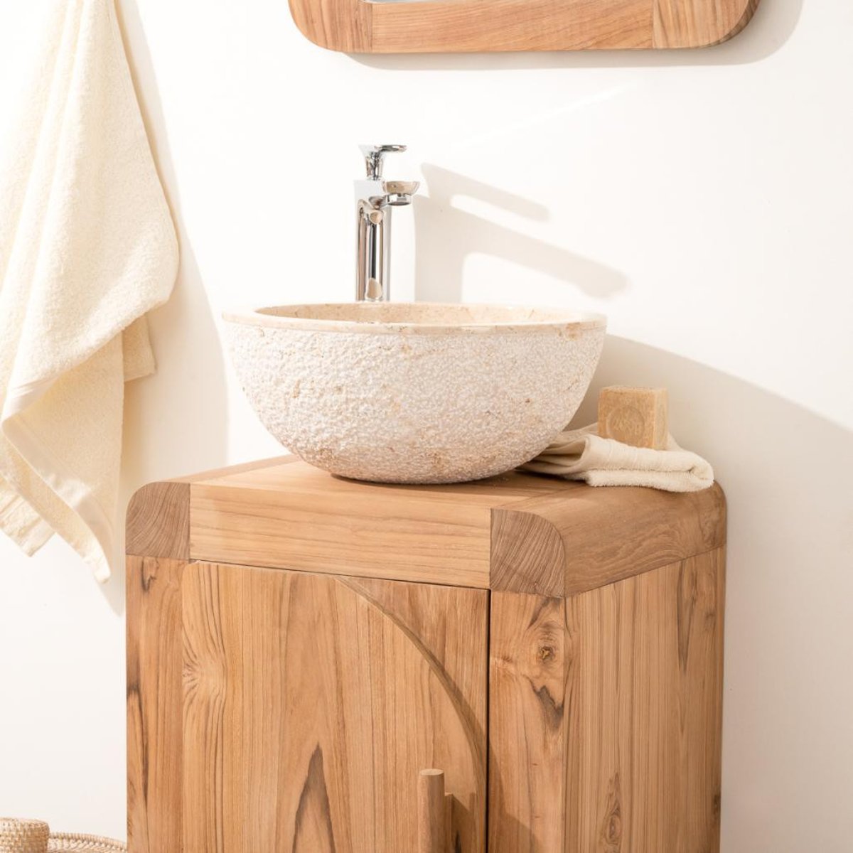 Petit Meuble ou wc en teck massif rectangle 44cm naturel, WANDA COLLECTION