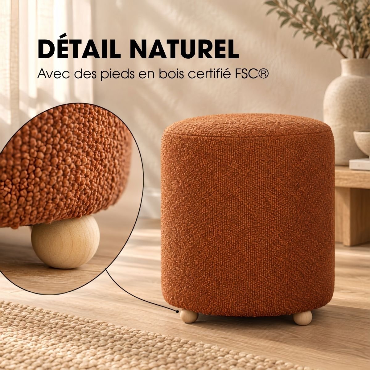 Tabouret YVES brun, MICA DECORATIONS