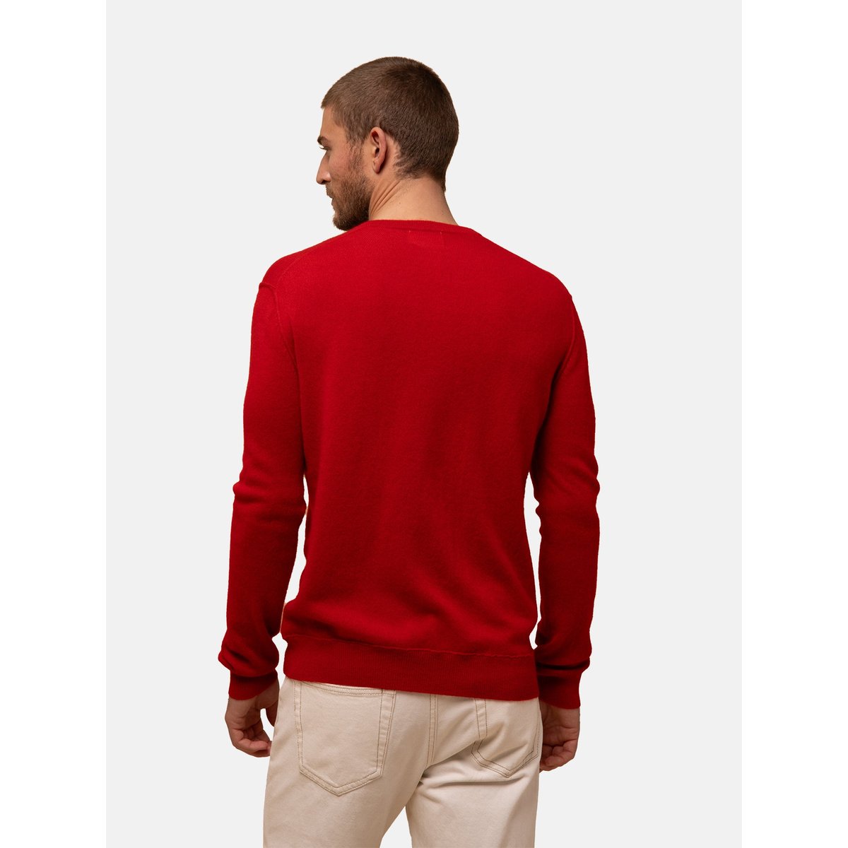 Pull Col V Rouge Tom rouge, JUST CASHMERE