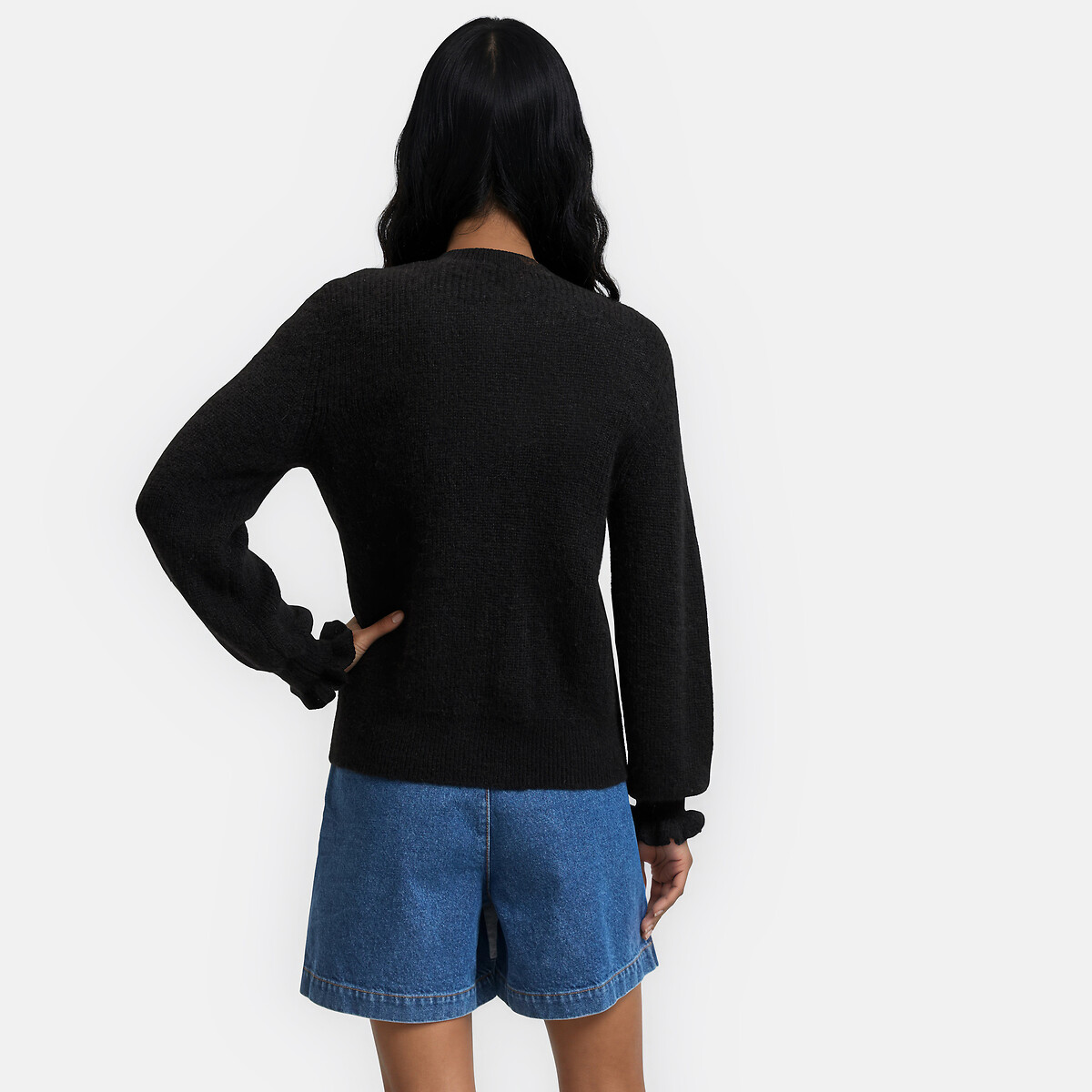 Cardigan boutonné, alpaga et laine mélangés noir, LA REDOUTE COLLECTIONS