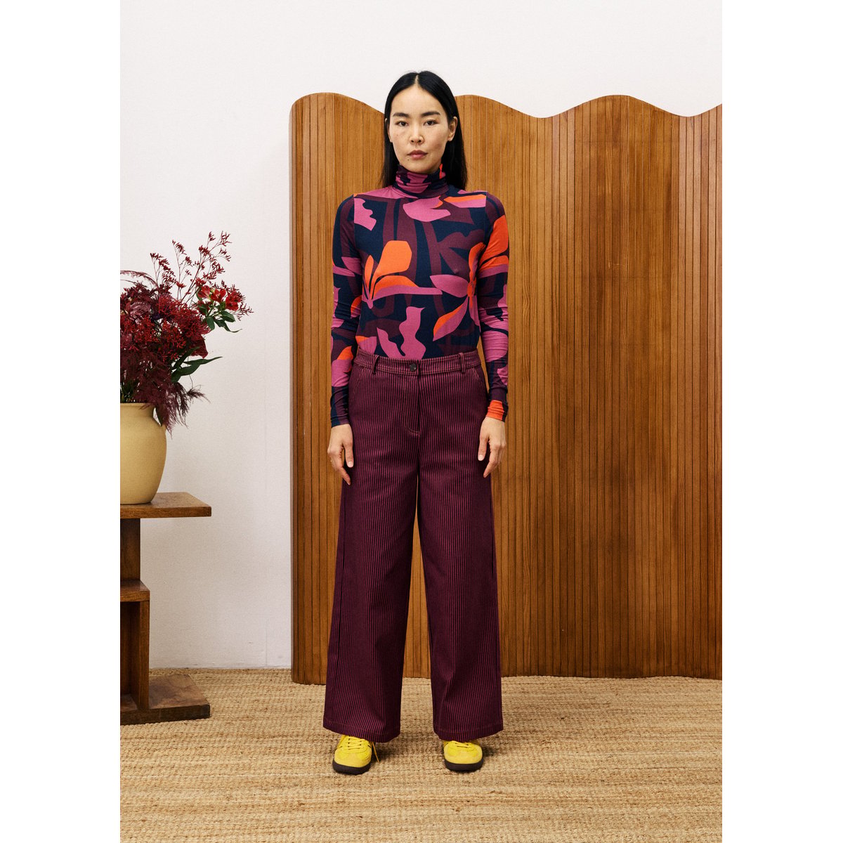 Top col roulé ORIGAN geo fleurs, FRNCH