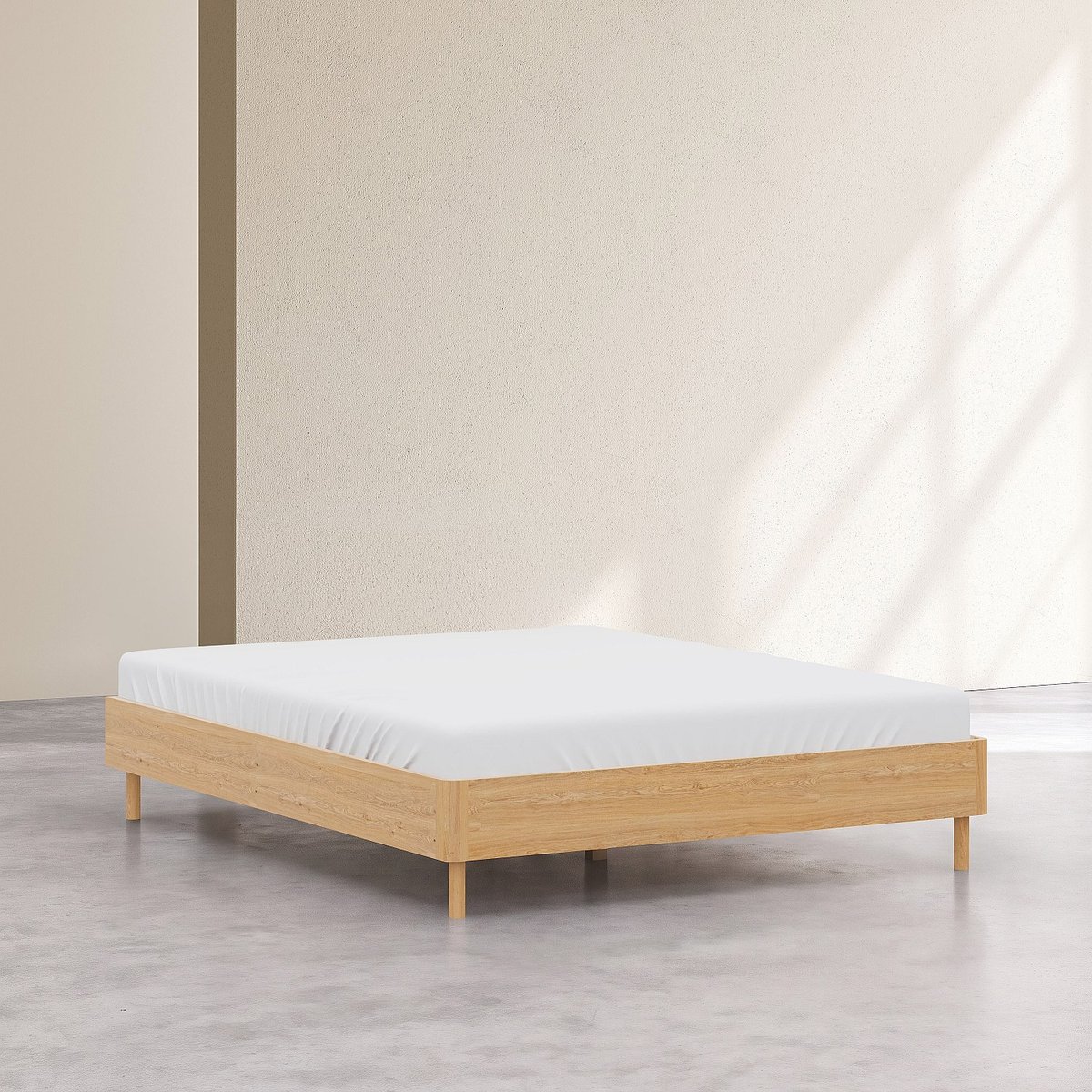 Cadre de lit bois ORSON naturel clair, HABITAT