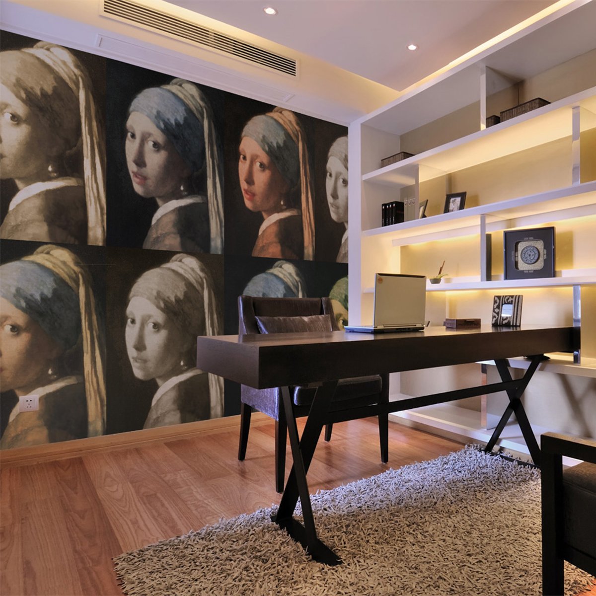 Papier peint intissé panoramique Personnes Girl with a pearl earring (Pop art) multicouleur, EDEN