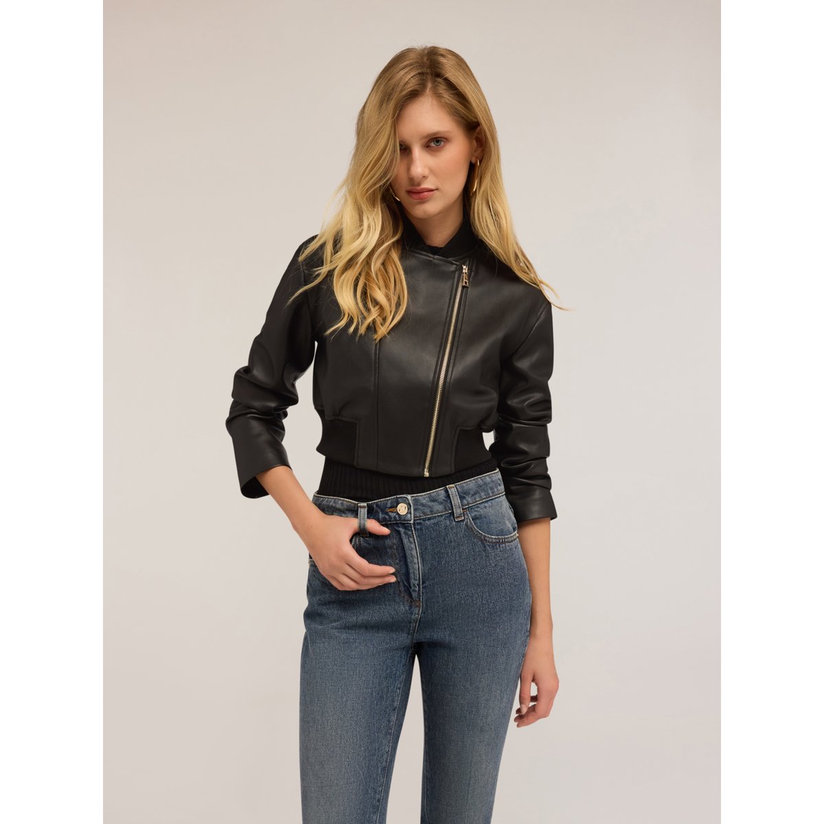 Blouson de motard court noir, MOTIVI