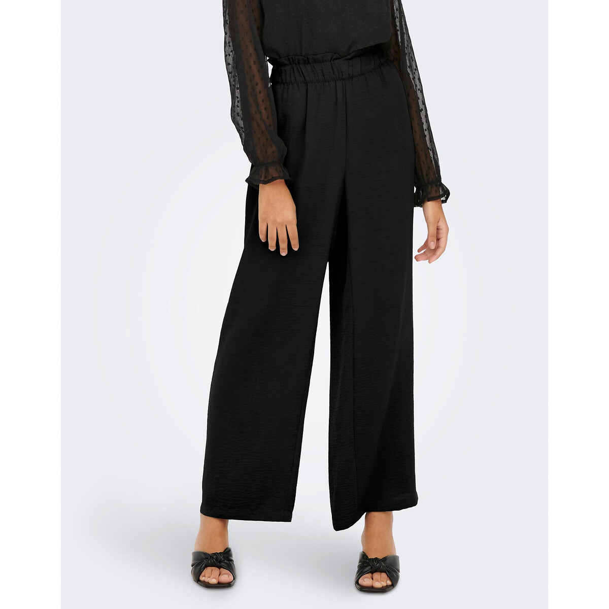 Pantalon large, taille haute noir, JDY