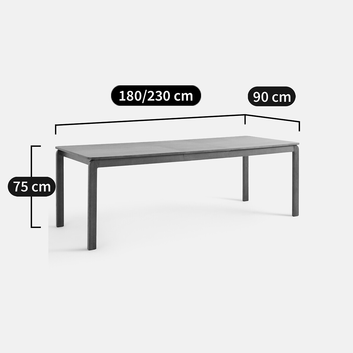 Table à manger, extensible, plaqué chêne, 6 à 8 couverts, TALET coloris chêne, LA REDOUTE INTERIEURS