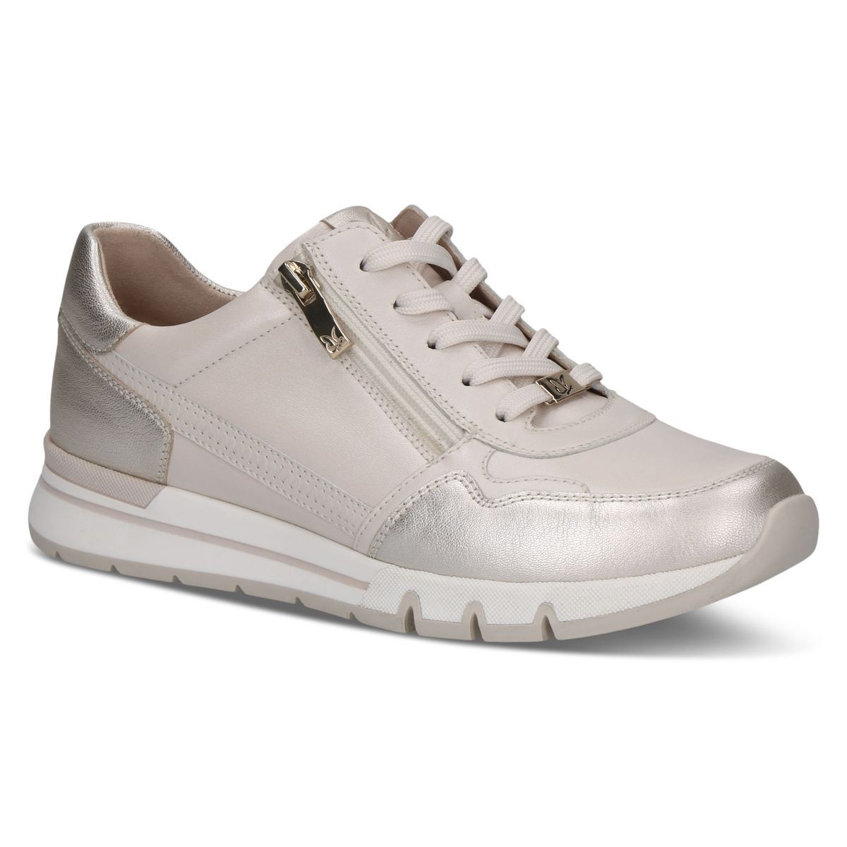 Basket en cuir blanc nacré combiné, CAPRICE