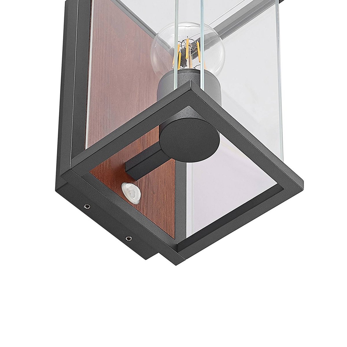 Applique extérieure en aluminium moderne graphite, transparent, bois foncé, LUCANDE