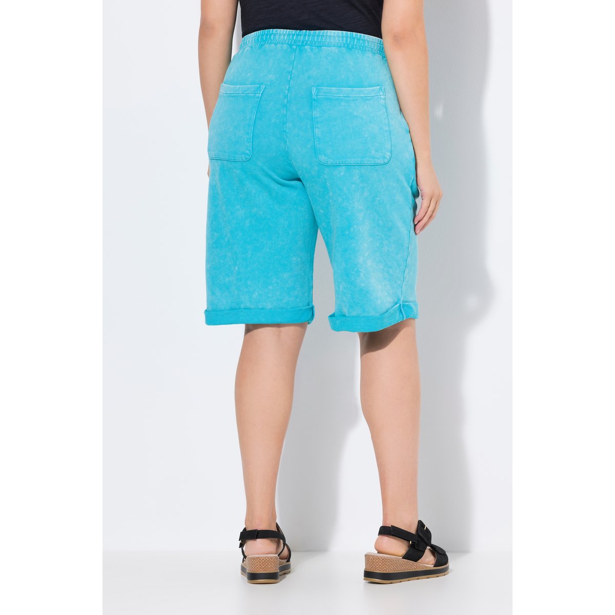 Short Mary en molleton. Taille élastique aqua foncé, ULLA POPKEN