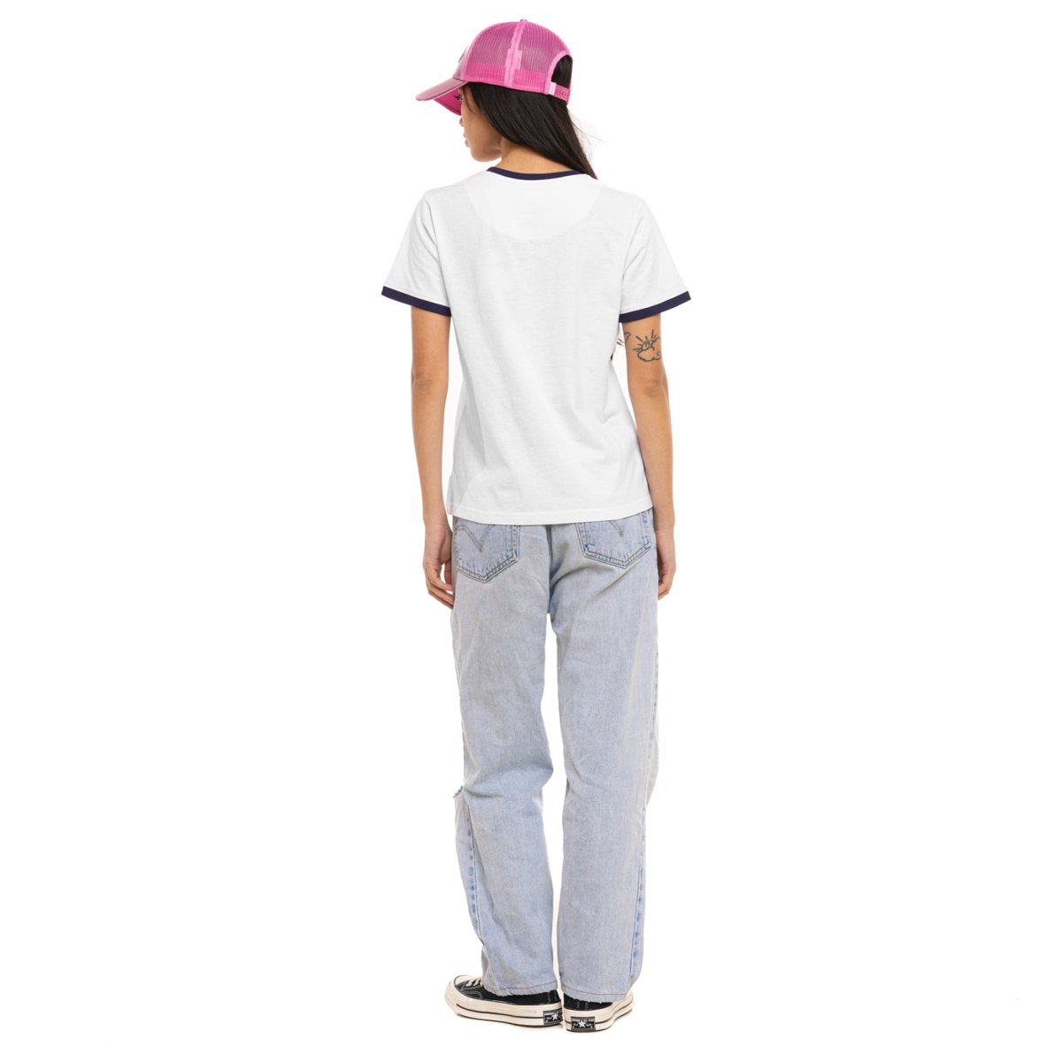 Tee Shirt en coton GROOVY blanc/rose/violet, VON DUTCH