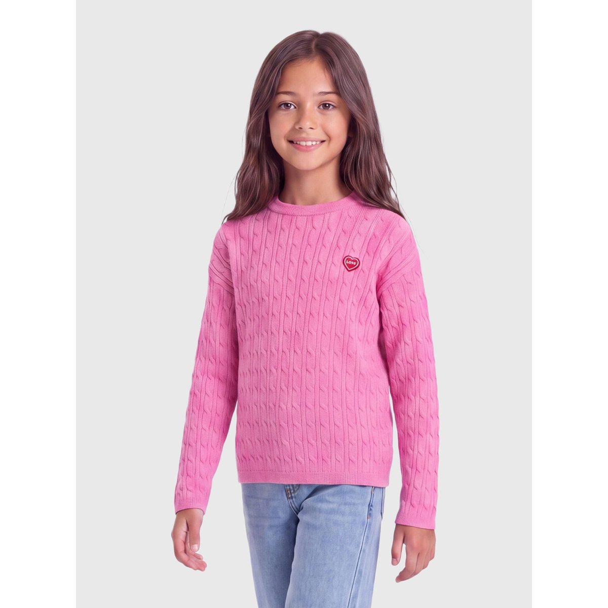 Pull En Maille rose - cyclamen 1, KIDS ONLY