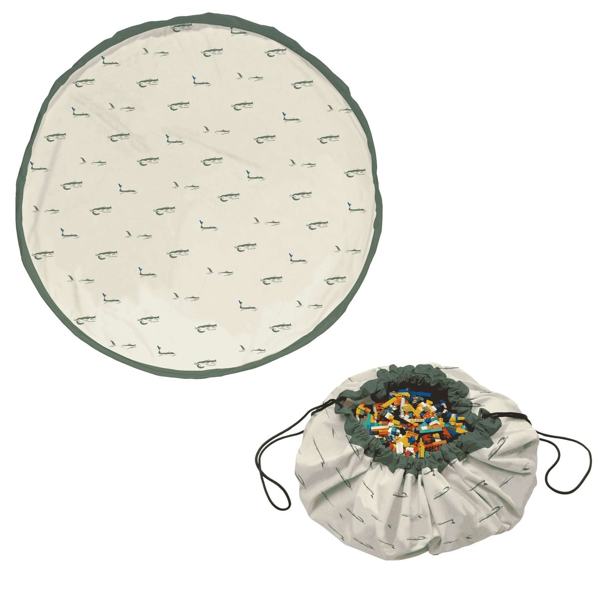 play&go - tapis de jeu & sac à jouets - croco ecru/vert, PLAY ET GO
