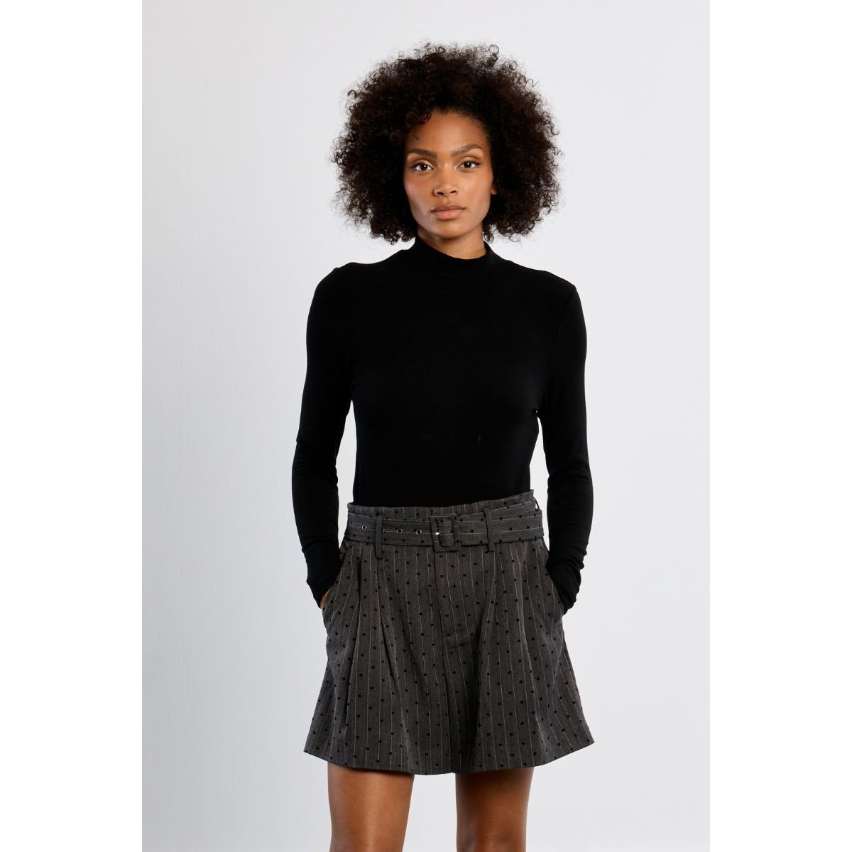 Short midi rayé, à cœurs dark grey, LILI SIDONIO