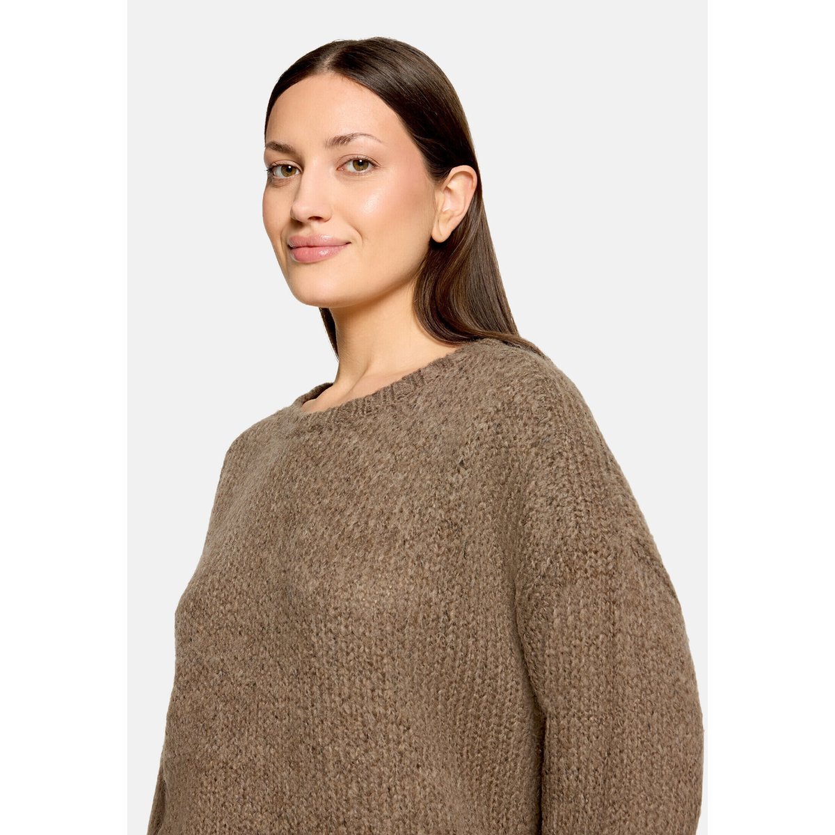 Pull-over basique à encolure ronde marron clair, CARTOON