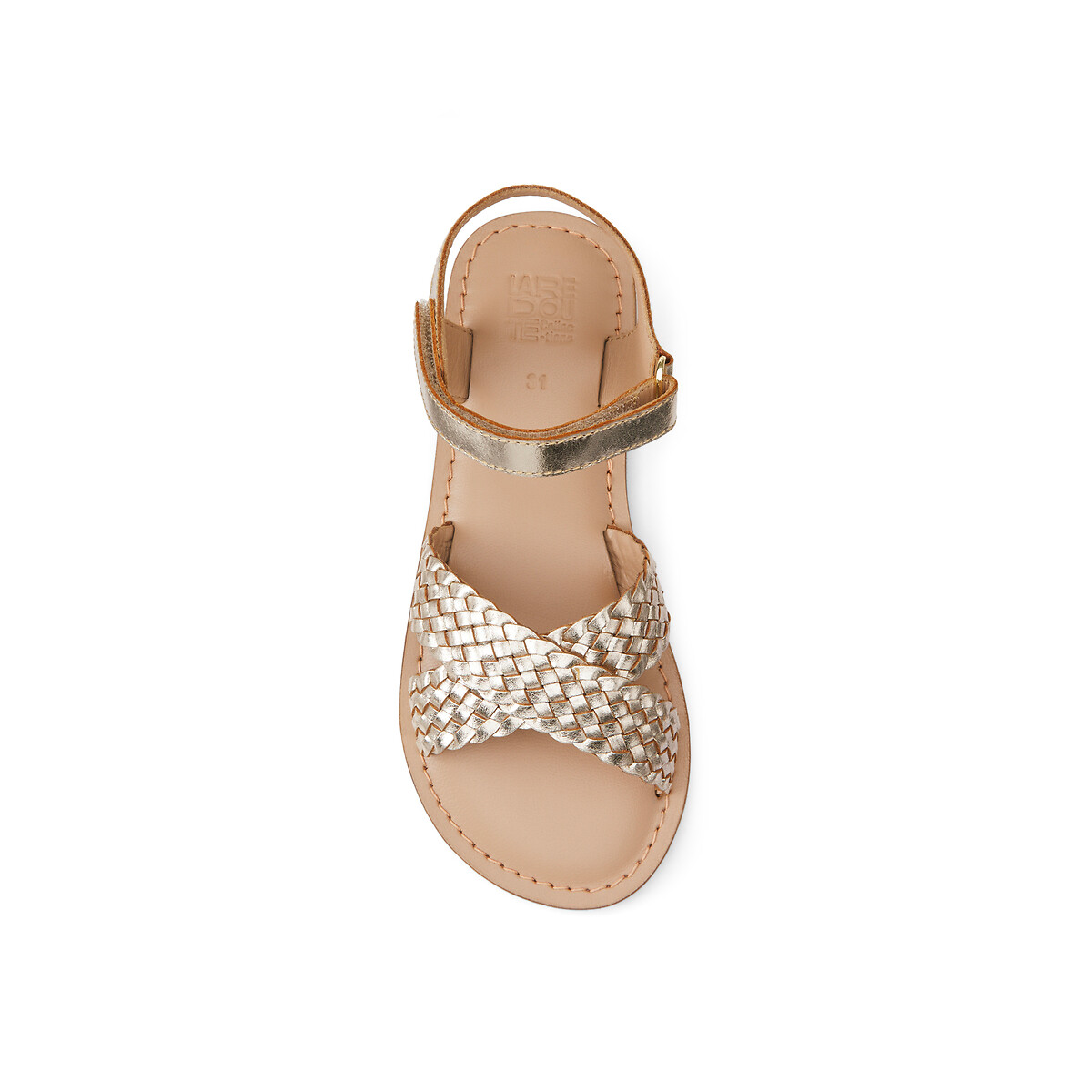 Sandales dorées en cuir tressé doré, LA REDOUTE COLLECTIONS