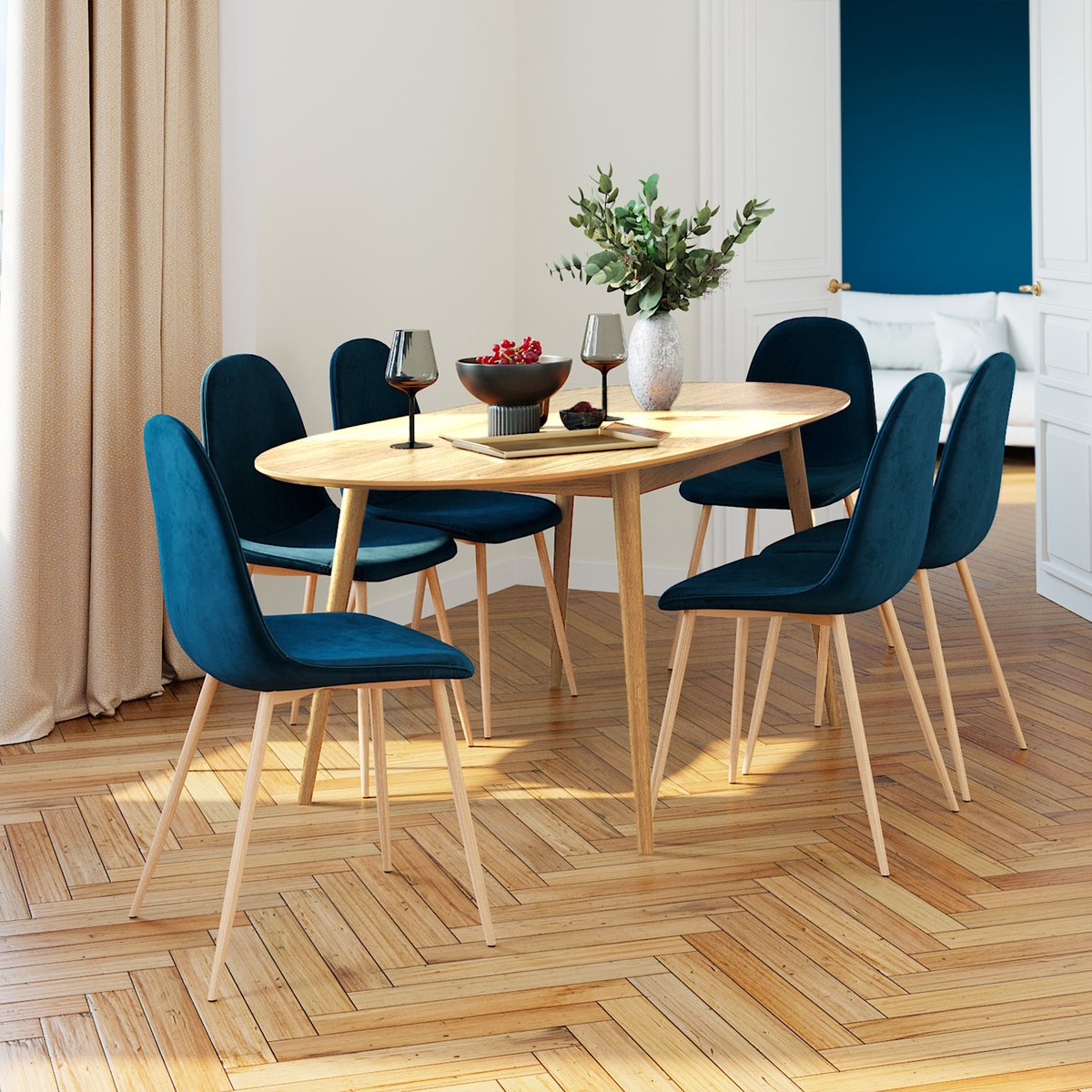 Table ovale 6/8 personnes extensible en bois 170/200 cm - EDDY bois clair, MAISON PAVANE