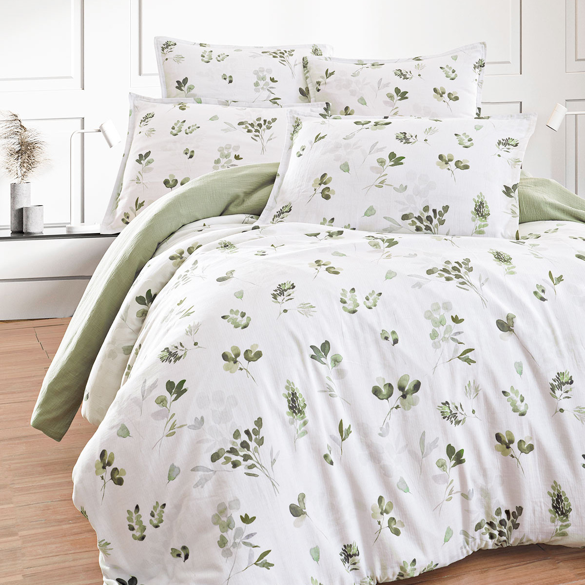 Housse de couette gaze de coton LOLA LOFT lichen, SENSEI MAISON