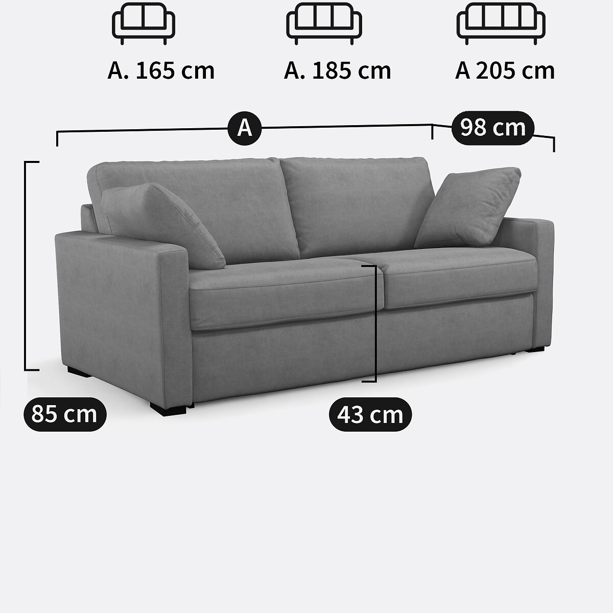 Divano convertibile, 2, 3 o 4 posti, mousse Premium HR, in velluto a coste fine, TIMOR blu notte, LA REDOUTE INTERIEURS