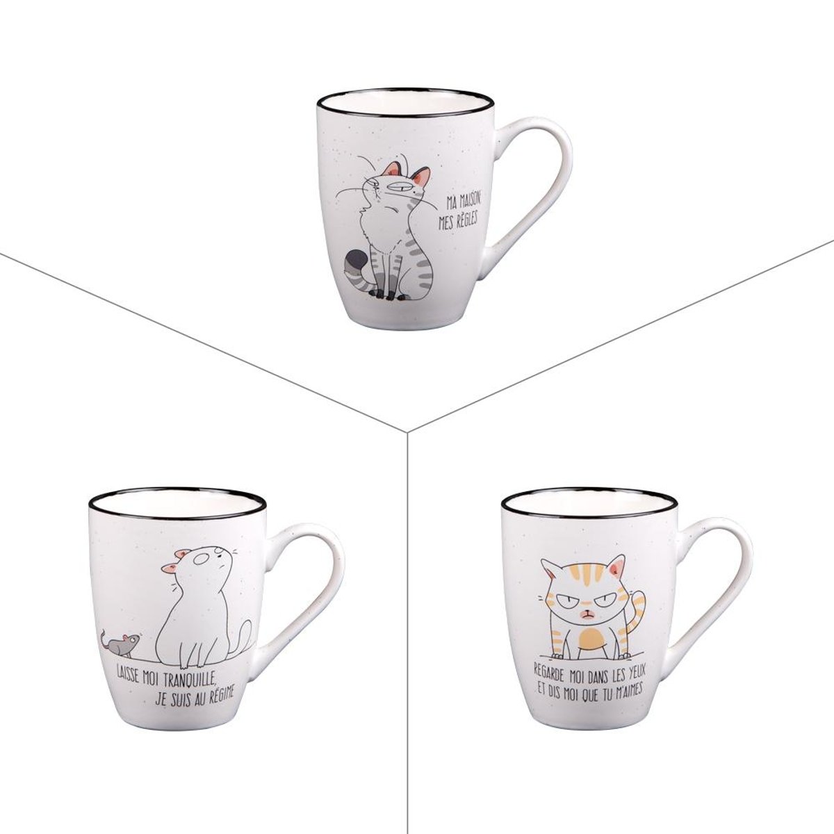 Tasse Funny Cat 23 cl (lot de 3) - FUNNY CAT multicolore, TREND'UP