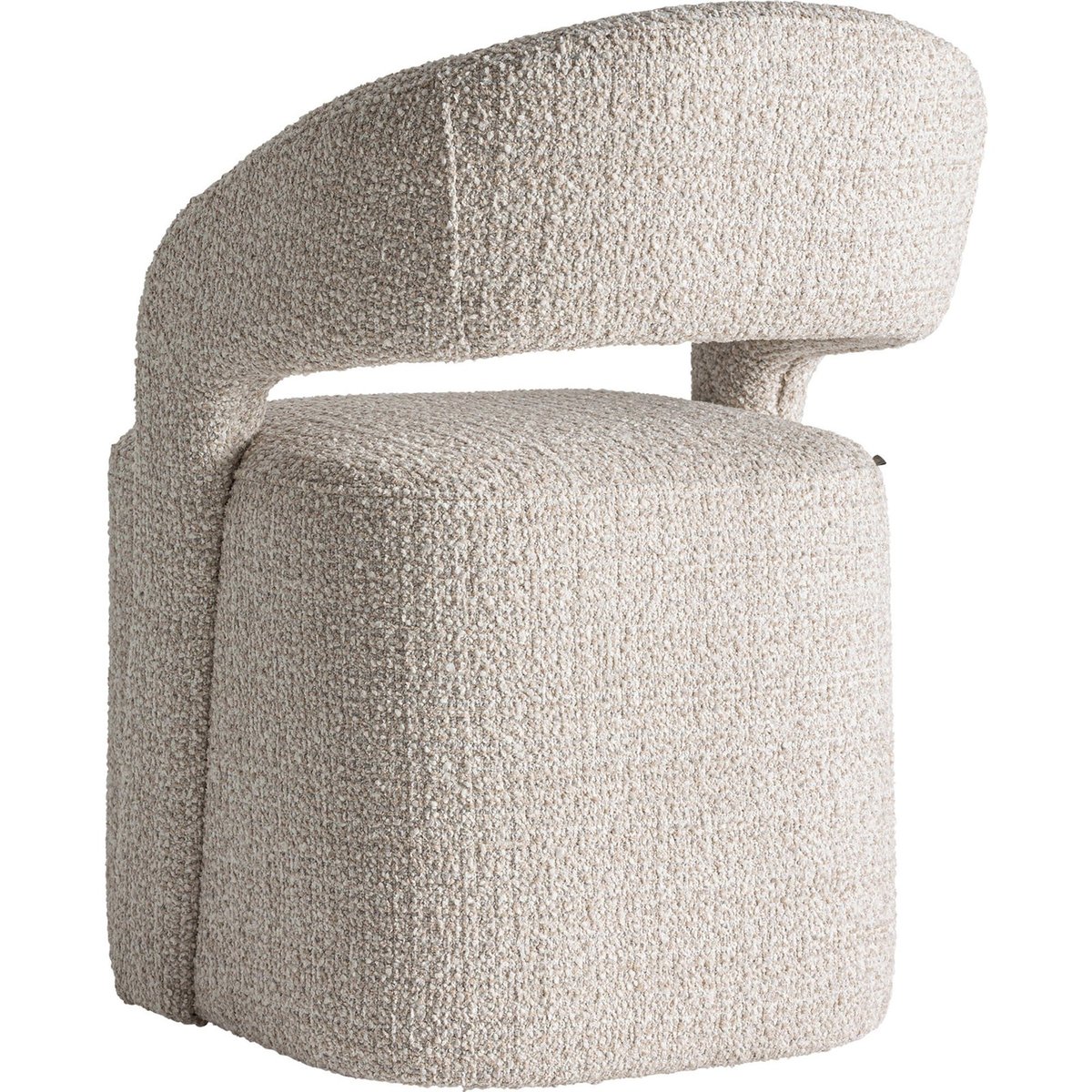 Chaise contemporaine en tissu bouclé crème marbré, RECOLLECTION
