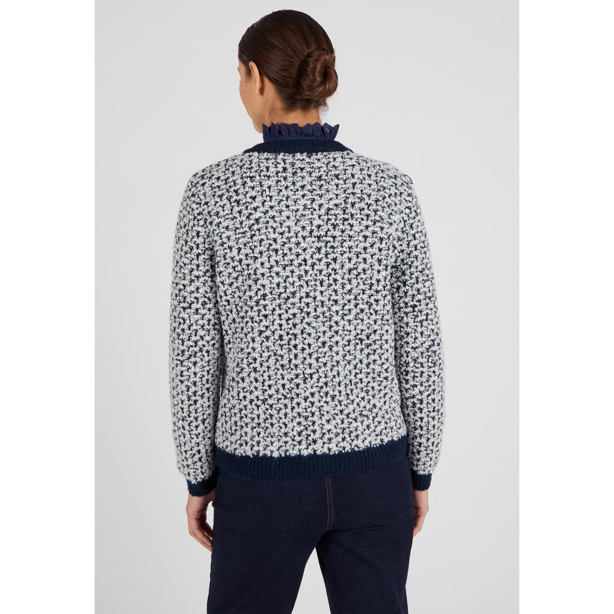 Cardigan maille jacquard bleu marine, DAMART