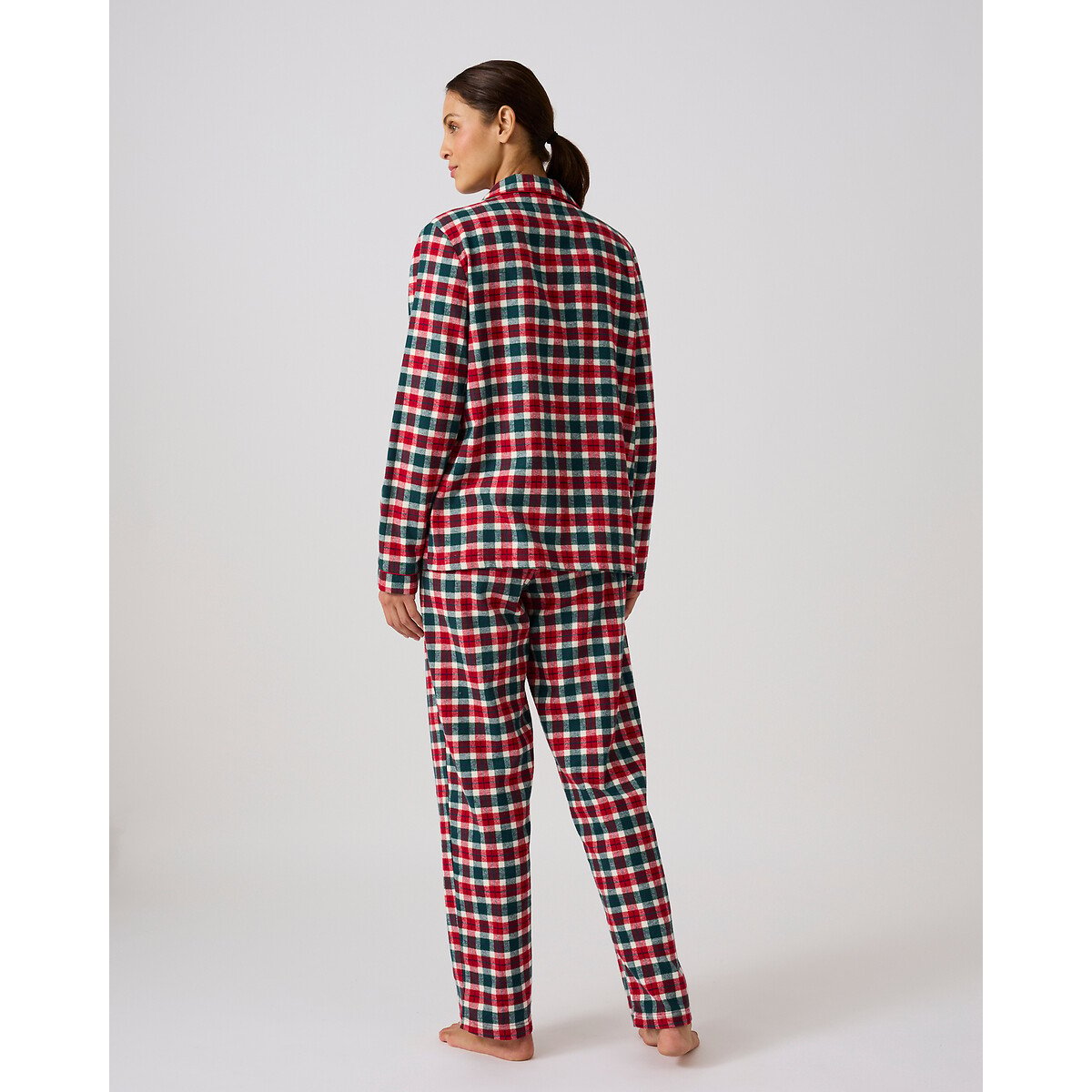 Pyjama carreaux en flanelle rouge/vert, DAMART