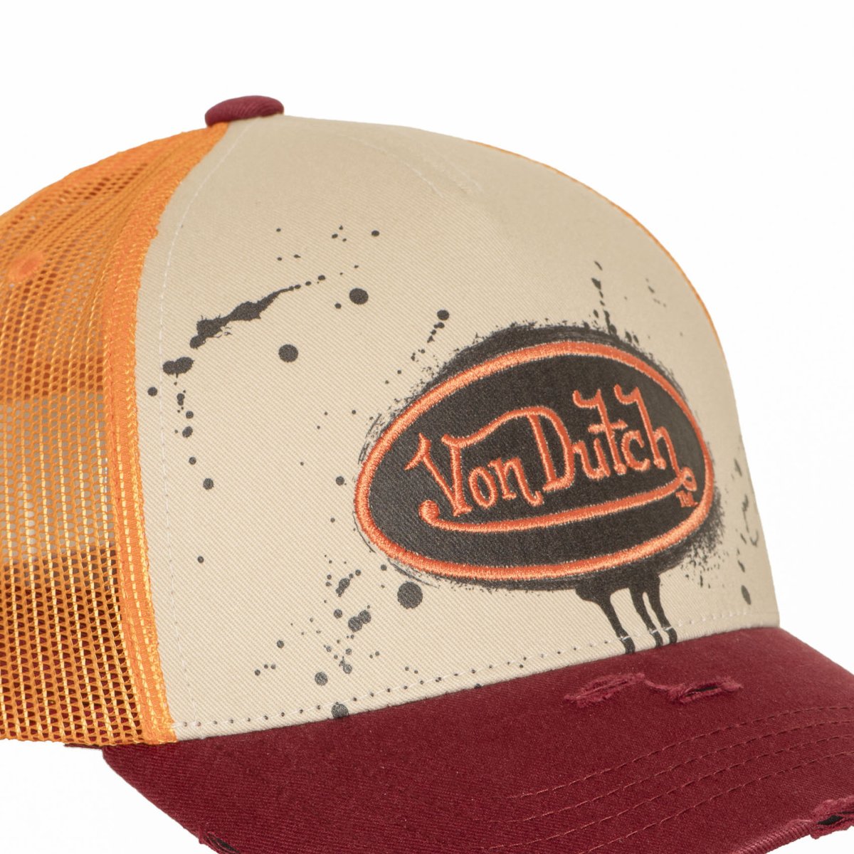 Casquette Trucker TAG beige/orange/bordeaux/noir, VON DUTCH