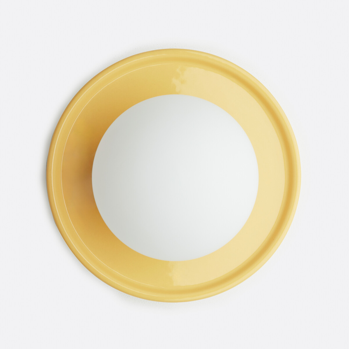 Wand- of plafondlamp, rond, keramiek en opaline glas, diameter 16,8 cm, HOLI geel , LA REDOUTE INTERIEURS