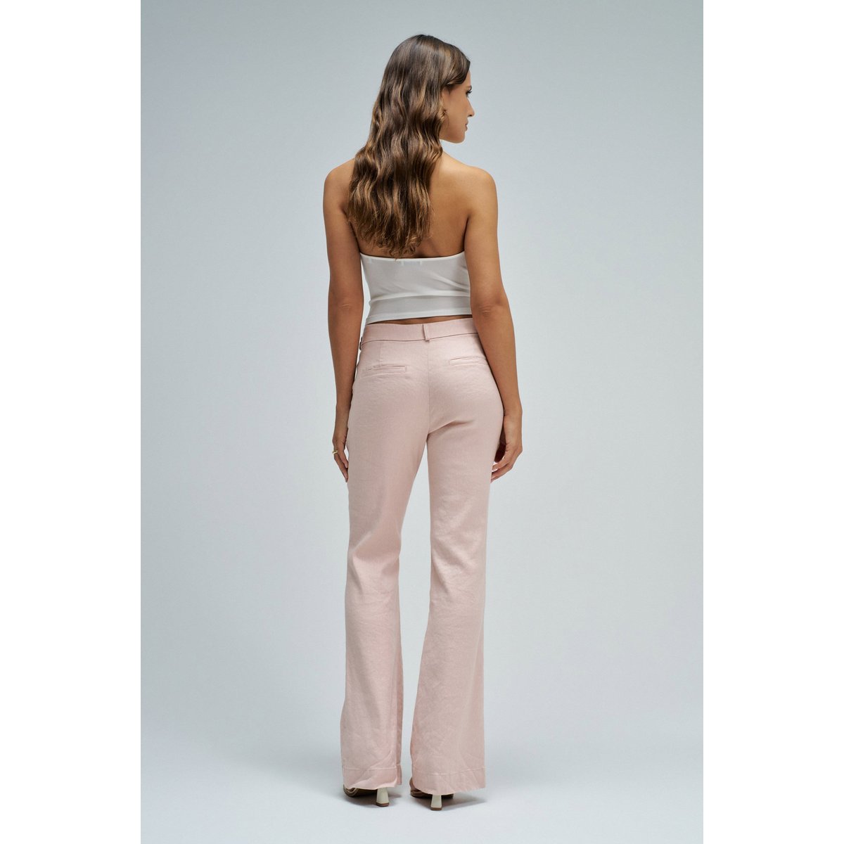 PANTALONS CHINO FLARE EN LIN rose, SALSA JEANS