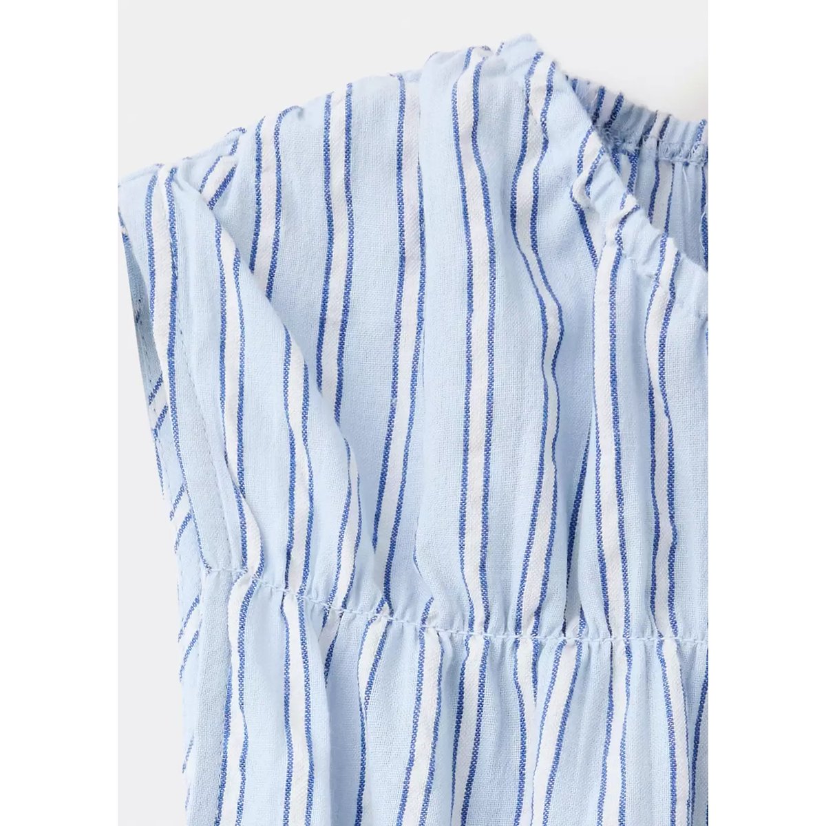 Top froncé à rayures 100 % coton bleu ciel, MANGO TEEN