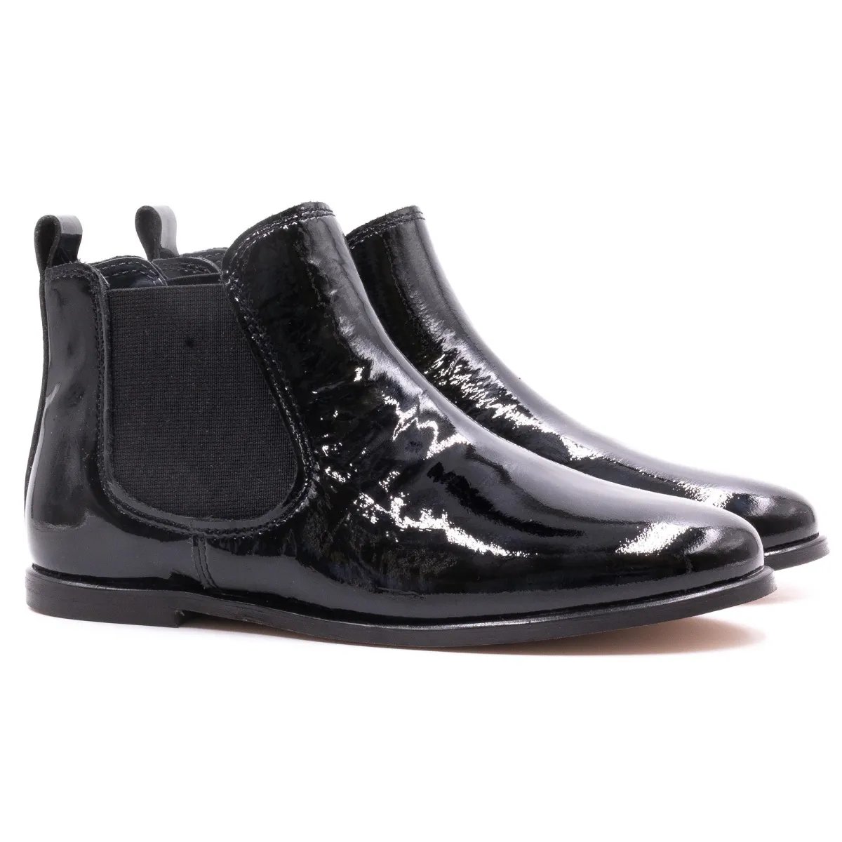 Boots chelsea en cuir vernis GILDAS vernis noir, BONI&SIDONIE