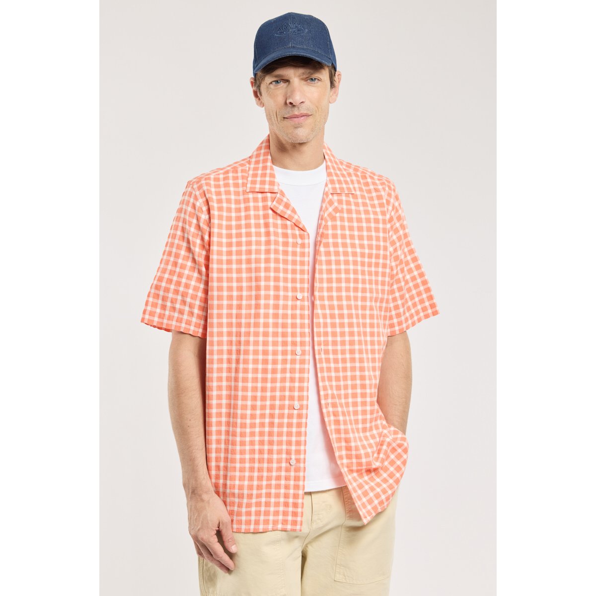 Chemise à carreaux en Coupe confort carreaux coral, ARMOR-LUX