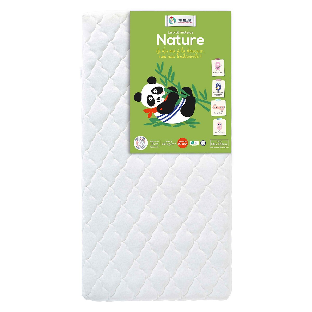 Matelas bébé Bamboo blanc, P'TIT ALBATROS