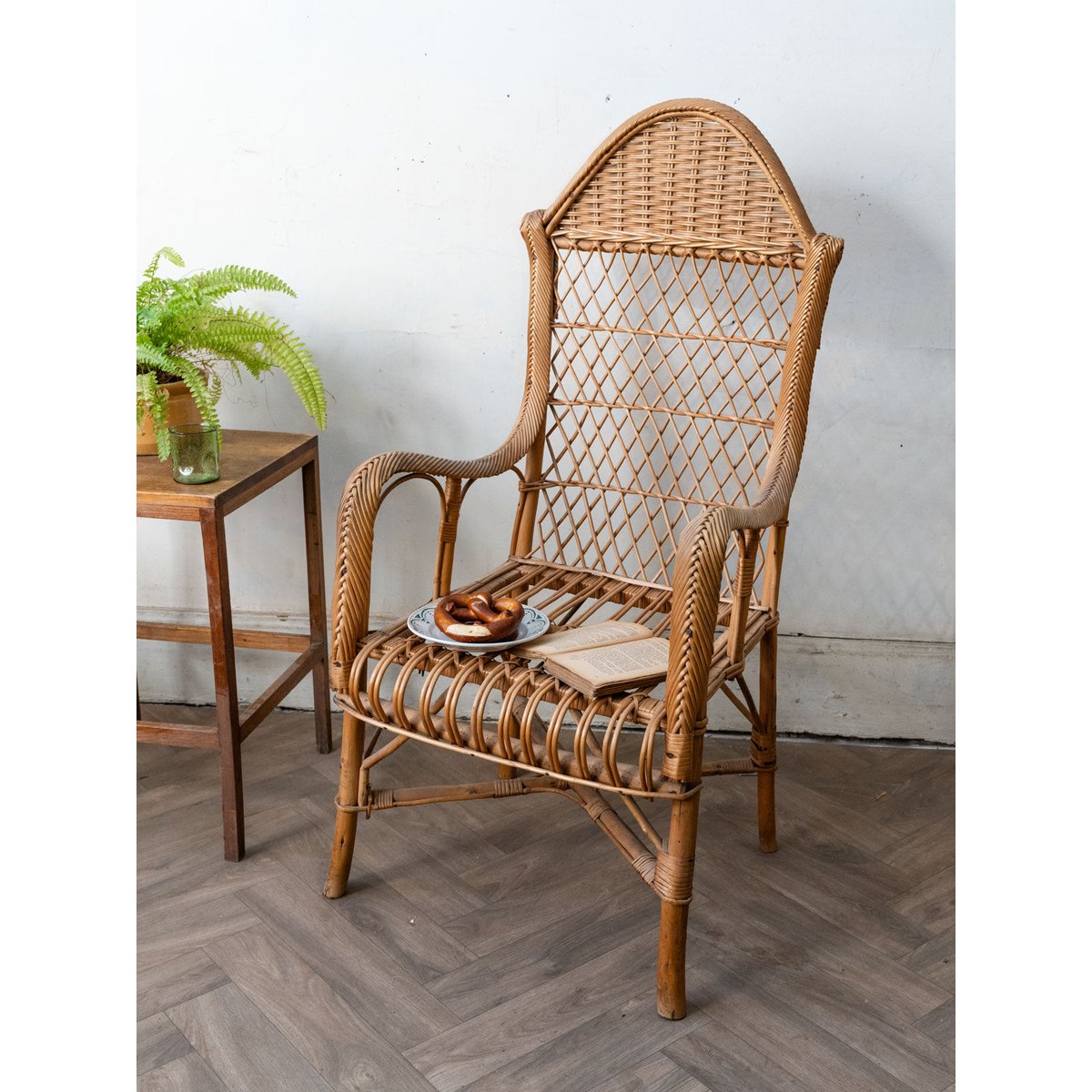 Fauteuil en rotin Ernest N°1642 - Bon état naturel, DEBONGOUT