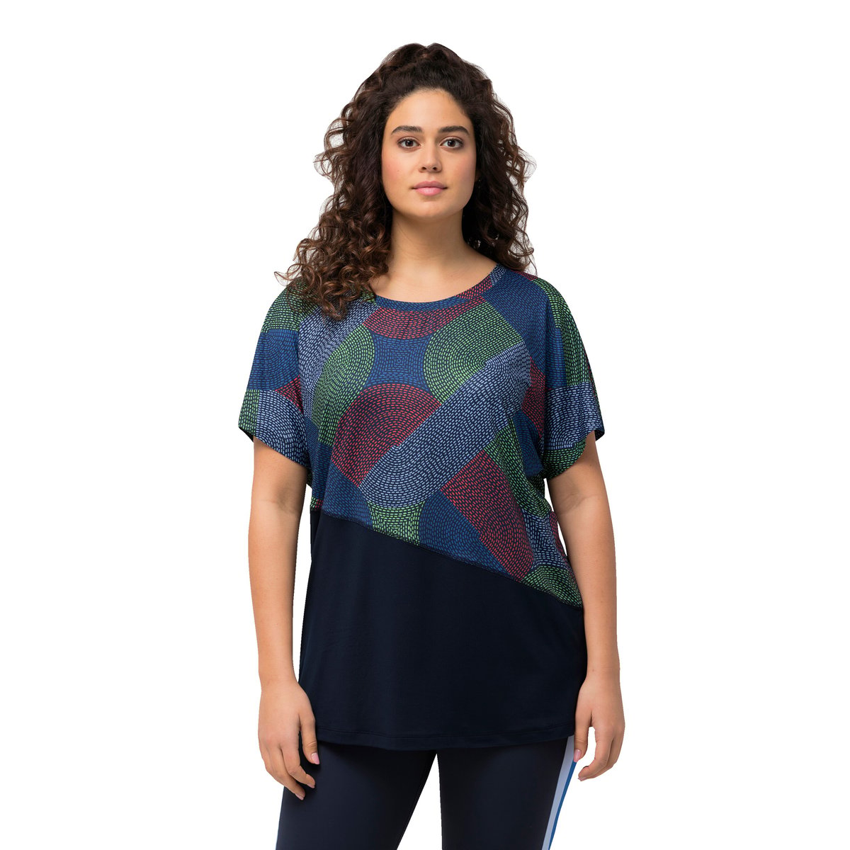 T-shirt de sport oversize. Manches courtes. marine, ULLA POPKEN