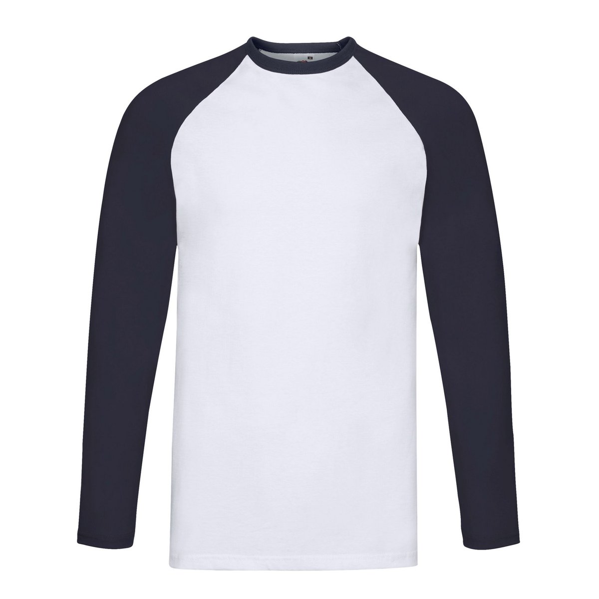T-shirt blanc / bleu marine, FRUIT OF THE LOOM
