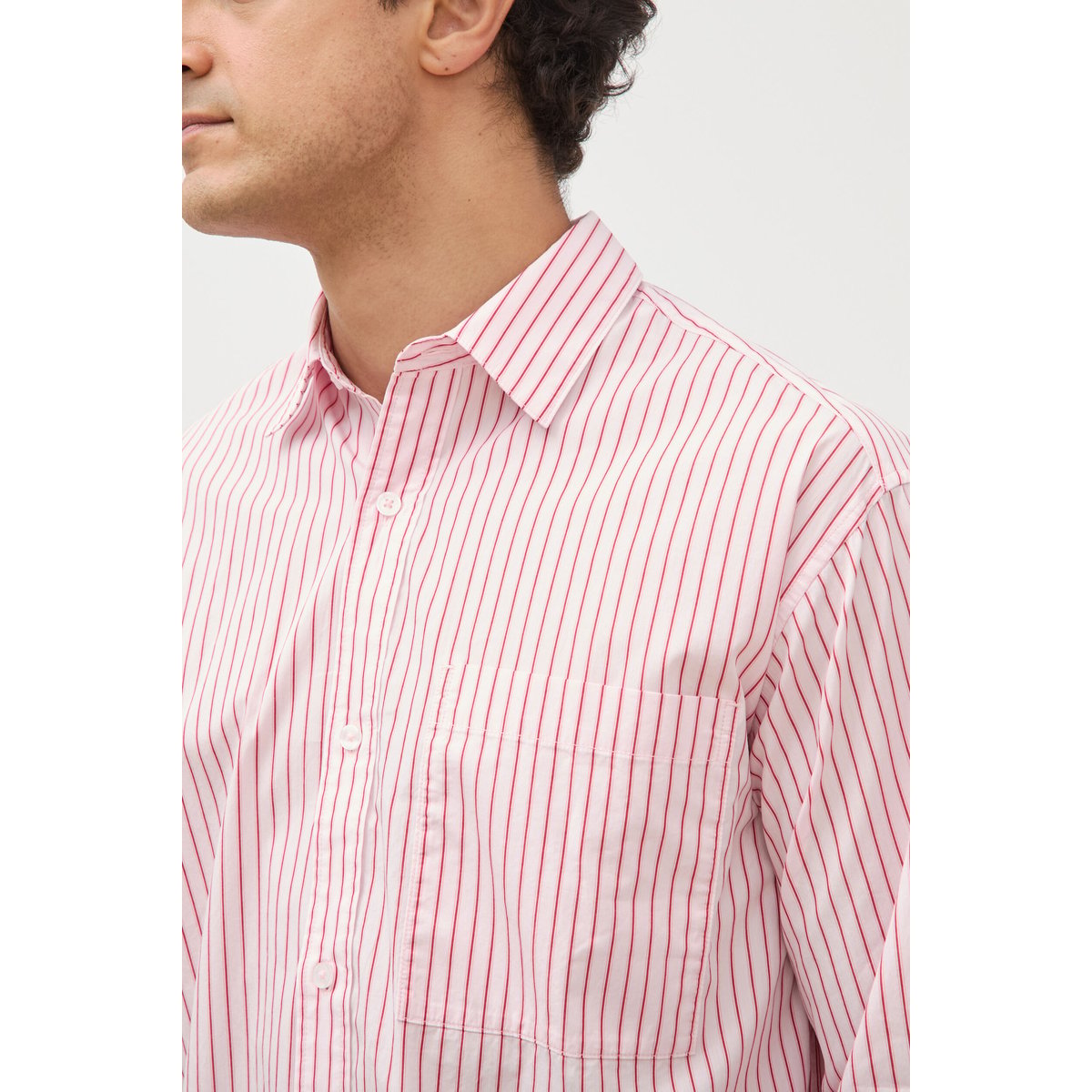 Chemise boyfriend en coton rose, BONOBO