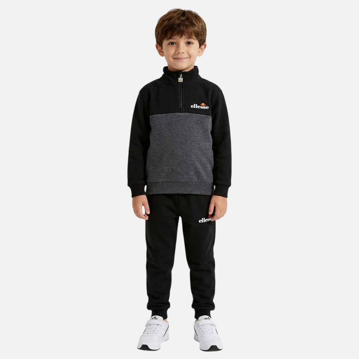 Ensemble sweat col zippé et pantalon de jogging SQUAD noir, ELLESSE
