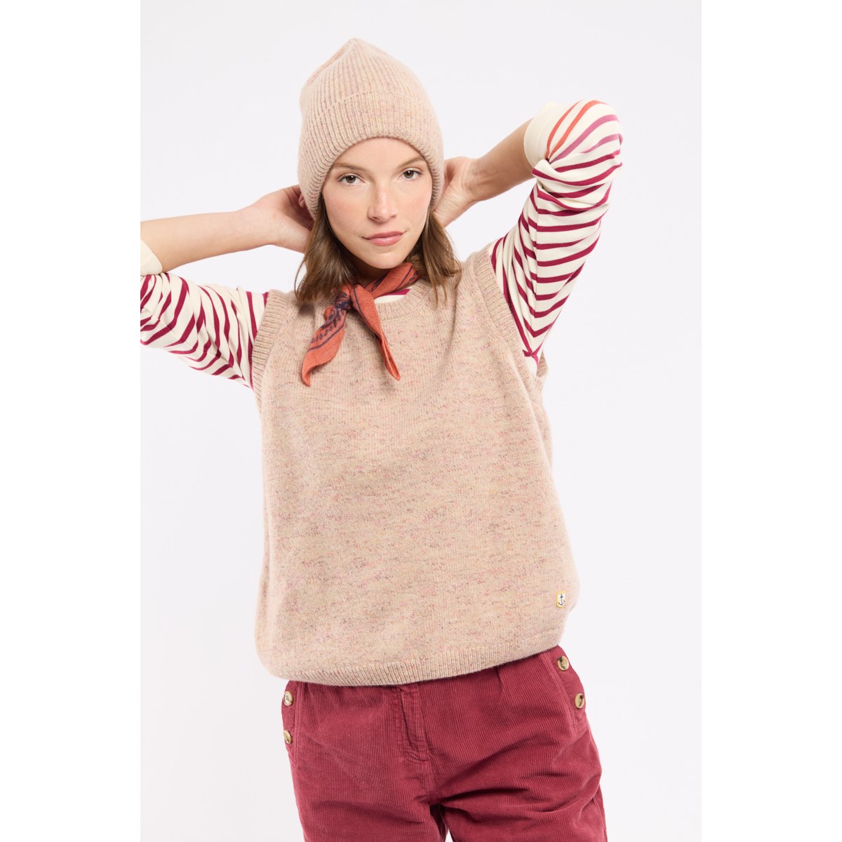 Pull sans manche Héritage - laine irish cream print, ARMOR-LUX