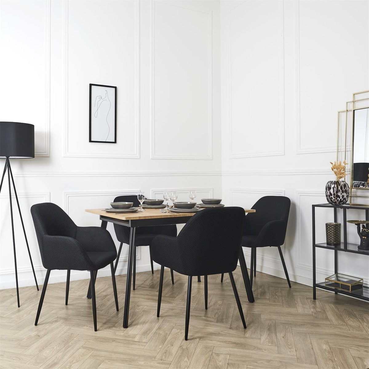 Lot de 2 fauteuils avec tissu texturé ATOME noir, TOILINUX