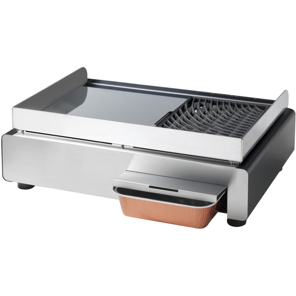 Plancha électrique GECIO2OA00 GECIO2OA00 inox zones barbecue/plancha 2 brûleurs à poser, 70x40 cm argent, KRAMPOUZ