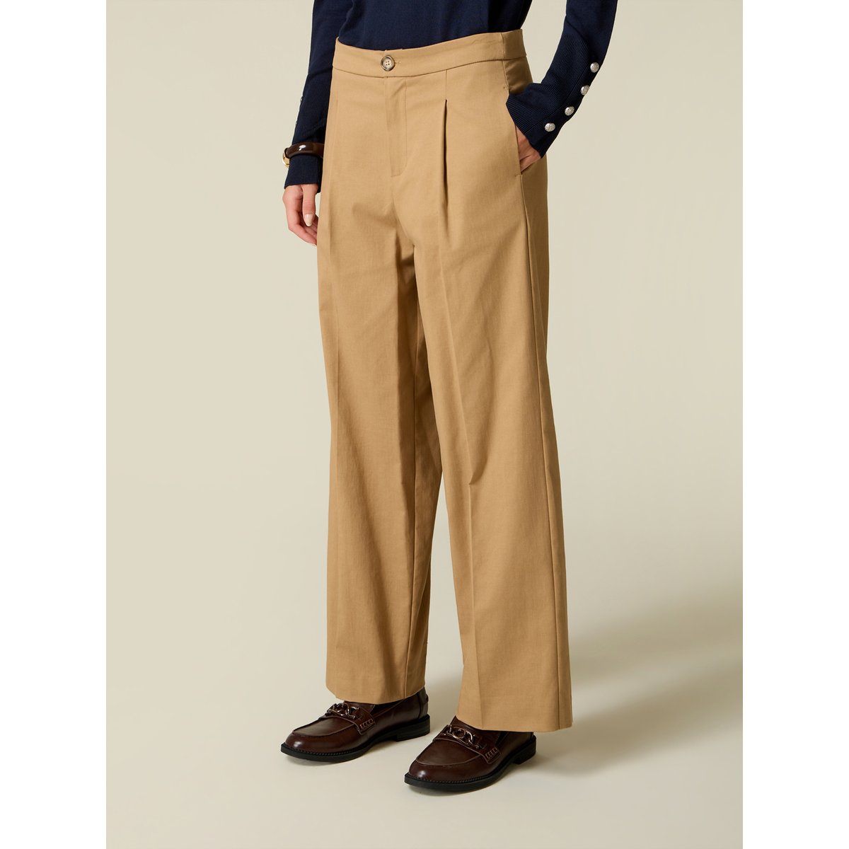 Pantalon cropped beige, OLTRE
